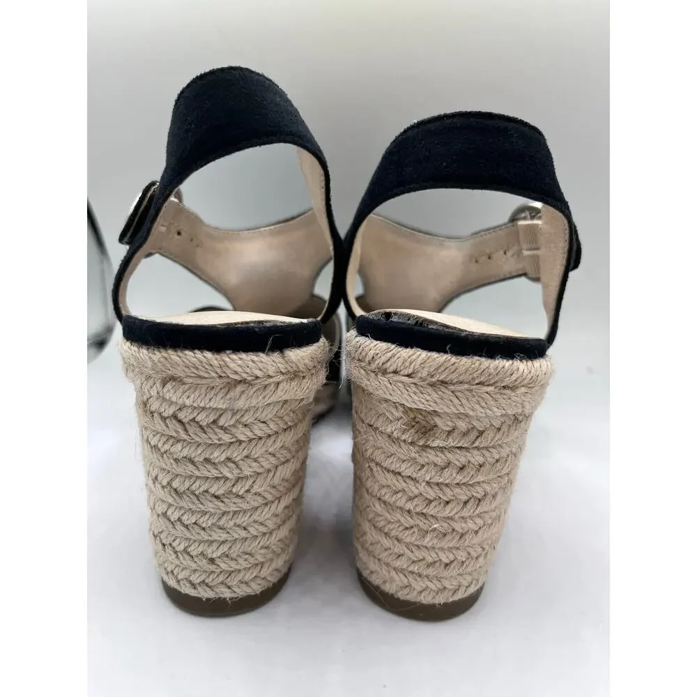 LifeStride Tersa Wedge Espadrilles 7.5M Faux Suede Buckle Velocity Memory Foam